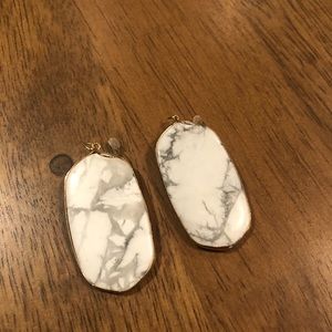 Anthropologie Gold and Marble Oval Earrings